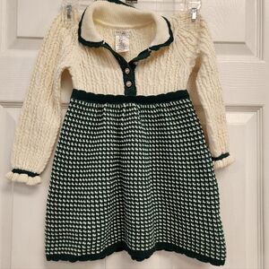 Cream and Green Knit Dress